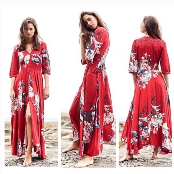 Anthropologie Dresses & Skirts - LOWEST PRICE on PM! Anthropologie Jaase “Lover Passion” Boho Floral Red Dress